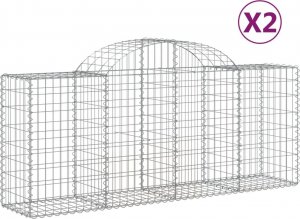 vidaXL Kosze gabionowe, 2 szt, 200x50x80/100 cm, galwanizowane żelazo 2