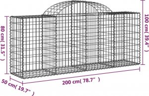 vidaXL Kosze gabionowe, 2 szt, 200x50x80/100 cm, galwanizowane żelazo 6