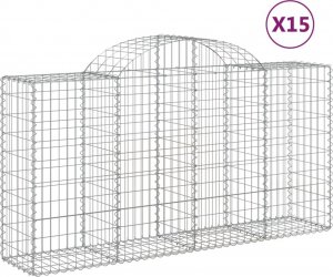 vidaXL Kosze gabionowe, 15 szt, 200x50x100/120cm, galwanizowane żelazo 2