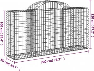vidaXL Kosze gabionowe, 15 szt, 200x50x100/120cm, galwanizowane żelazo 6