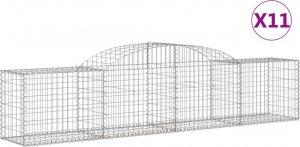 vidaXL Kosze gabionowe, 11 szt., 300x50x60/80 cm, galwanizowane żelazo 2