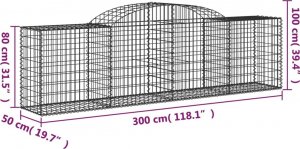 vidaXL Kosze gabionowe, 6 szt., 300x50x80/100 cm, galwanizowane żelazo 6