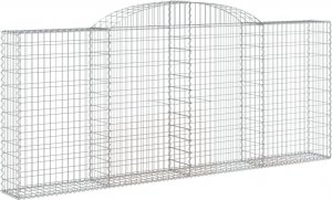 vidaXL Kosze gabionowe, 7 szt, 300x30x120/140 cm, galwanizowane żelazo 3