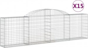 vidaXL Kosze gabionowe, 15 szt, 300x30x80/100 cm, galwanizowane żelazo 2