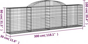 vidaXL Kosze gabionowe, 15 szt, 300x30x80/100 cm, galwanizowane żelazo 6