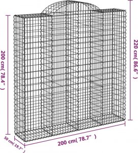 vidaXL Kosze gabionowe, 3 szt, 200x50x200/220 cm, galwanizowane żelazo 6