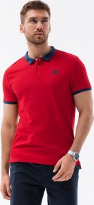 Ombre Koszulka męska polo z kontrastowymi elementami - czerwona V4 S1634 S 1