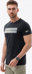 Ombre T-shirt męski bawełniany z nadrukiem - czarny V1 S1751 L 1
