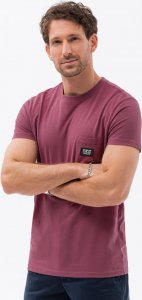 Ombre T-shirt męski bawełniany z kieszonką - ciemnoróżowy V5 S1743 M 1