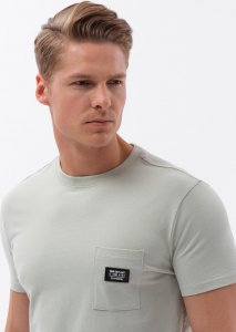 Ombre T-shirt męski bawełniany z kieszonką - jasnomiętowy V2 S1743 M 1