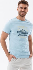Ombre T-shirt męski bawełniany z nadrukiem - błękitny  V1 OM-TSPT-0120 XL 1