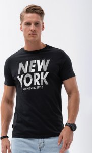 Ombre T-shirt męski bawełniany z nadrukiem - czarny V3 OM-TSPT-0124 XL 1