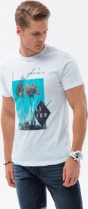 Ombre T-shirt męski bawełniany z nadrukiem - biała V1 S1738 M 1