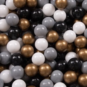 KiddyMoon KiddyMoon Plastikowe piłeczki 7cm biały-szary-czarny-złoty 50 Zabawka zestaw kulek 2