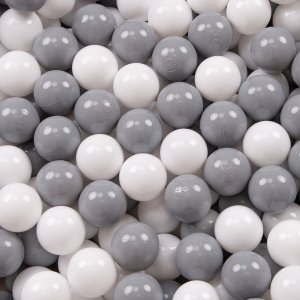 KiddyMoon KiddyMoon Plastikowe piłeczki 7cm biały-szary 50 Zabawka zestaw kulek 2