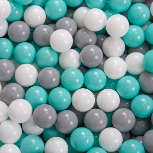 KiddyMoon KiddyMoon Plastikowe piłeczki 7cm biały-szary-jasny turkus 50 Zabawka zestaw kulek 2