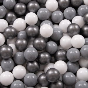 KiddyMoon KiddyMoon Plastikowe piłeczki 7cm biały-szary-srebrny 50 Zabawka zestaw kulek 2