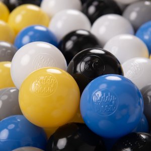 KiddyMoon KiddyMoon Plastikowe piłeczki 6cm czarny-biały-szary-niebieski-żółty 100/6cm Zabawka zestaw kulek 1