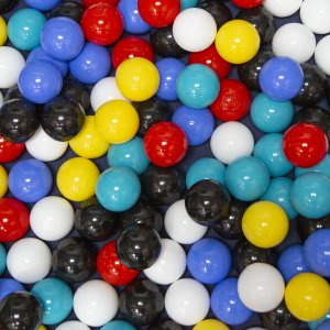 KiddyMoon KiddyMoon Plastikowe piłeczki 6cm czarny-biały-niebieski-czerwony-żółty-turkus 100/6cm Zabawka zestaw kulek 1