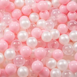 KiddyMoon KiddyMoon Plastikowe piłeczki 6cm pudrowy róż-perła-transparent 1200/6cm Zabawka zestaw kulek 2