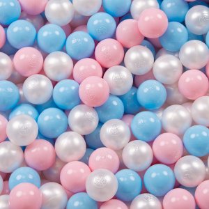 KiddyMoon KiddyMoon Plastikowe piłeczki 6cm babyblue-pudrowy róż-perła 500/6cm Zabawka zestaw kulek 2
