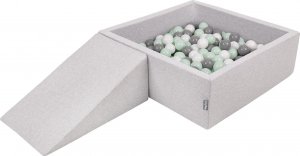 KiddyMoon KiddyMoon Piankowy plac zabaw PPZP-KW30D-112 z piłeczkami jasnoszary: biały-szary-mięta basen 200/klin L Zabawka plac zabaw 1