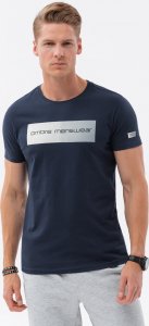 Ombre T-shirt męski bawełniany z nadrukiem - granatowy V3 S1751 M 1
