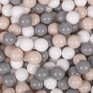 KiddyMoon KiddyMoon Plastikowe piłeczki 7cm pastelowy beż-szary-biały 300 Zabawka zestaw kulek 2