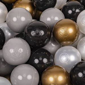 KiddyMoon KiddyMoon Plastikowe piłeczki 7cm czarny-perła-złoty-szary 50 Zabawka zestaw kulek 1