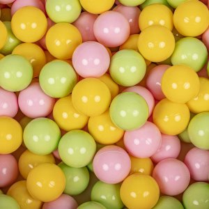 KiddyMoon KiddyMoon Plastikowe piłeczki 7cm jasny zielony-żółty-pudrowy róż 50 Zabawka zestaw kulek 2