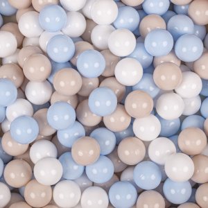 KiddyMoon KiddyMoon Plastikowe piłeczki 7cm pastelowy beż-pastelowy niebieski-biały 50 Zabawka zestaw kulek 1