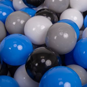 KiddyMoon KiddyMoon Plastikowe piłeczki 7cm szary-biały-niebieski-czarny 50 Zabawka zestaw kulek 1