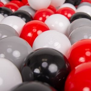 KiddyMoon KiddyMoon Plastikowe piłeczki 7cm szary-biały-czerwony-czarny 50 Zabawka zestaw kulek 1