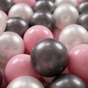 KiddyMoon KiddyMoon Plastikowe piłeczki 7cm perła-pudrowy róż-srebrny 50 Zabawka zestaw kulek 1