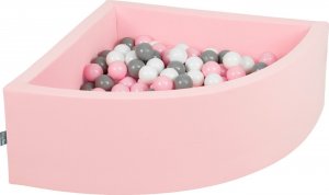 KiddyMoon KiddyMoon Suchy basen trójkątny z piłeczkami 7cm różowy: biały-szary-pudrowy róż 90x30cm/300piłek Zabawka basen piankowy 1