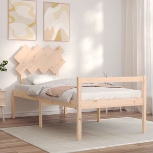 vidaXL Rama łóżka z wezgłowiem, 3FT, pojedyncza, lite drewno 3