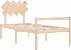 vidaXL Rama łóżka z wezgłowiem, 3FT, pojedyncza, lite drewno 5