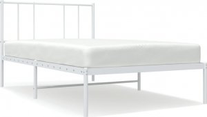 vidaXL Metalowa rama łóżka z wezgłowiem, biała, 107x203 cm 2