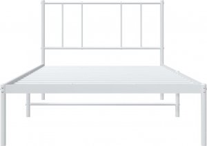 vidaXL Metalowa rama łóżka z wezgłowiem, biała, 107x203 cm 6