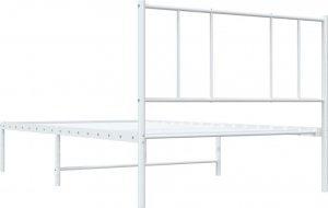 vidaXL Metalowa rama łóżka z wezgłowiem, biała, 107x203 cm 8