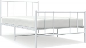 vidaXL Metalowa rama łóżka z wezgłowiem i zanóżkiem, biała, 90x190 cm 2