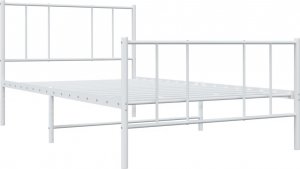 vidaXL Metalowa rama łóżka z wezgłowiem i zanóżkiem, biała, 90x190 cm 5