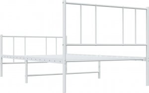 vidaXL Metalowa rama łóżka z wezgłowiem i zanóżkiem, biała, 90x190 cm 8