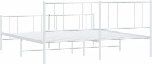 vidaXL Metalowa rama łóżka z wezgłowiem i zanóżkiem, biała, 193x203 cm 8