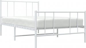 vidaXL Metalowa rama łóżka z wezgłowiem i zanóżkiem, biała, 100x190 cm 3