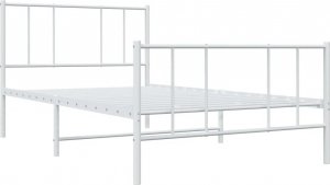 vidaXL Metalowa rama łóżka z wezgłowiem i zanóżkiem, biała, 100x190 cm 5