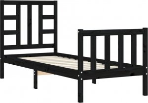 vidaXL Rama łóżka z wezgłowiem, czarna, 2FT6, pojedyncza, lite drewno 5