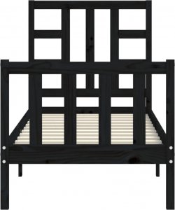 vidaXL Rama łóżka z wezgłowiem, czarna, 2FT6, pojedyncza, lite drewno 6
