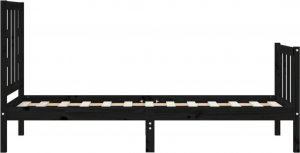 vidaXL Rama łóżka z wezgłowiem, czarna, 2FT6, pojedyncza, lite drewno 7