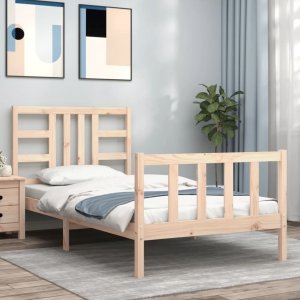 vidaXL Rama łóżka z wezgłowiem, 90x190 cm, lite drewno 1
